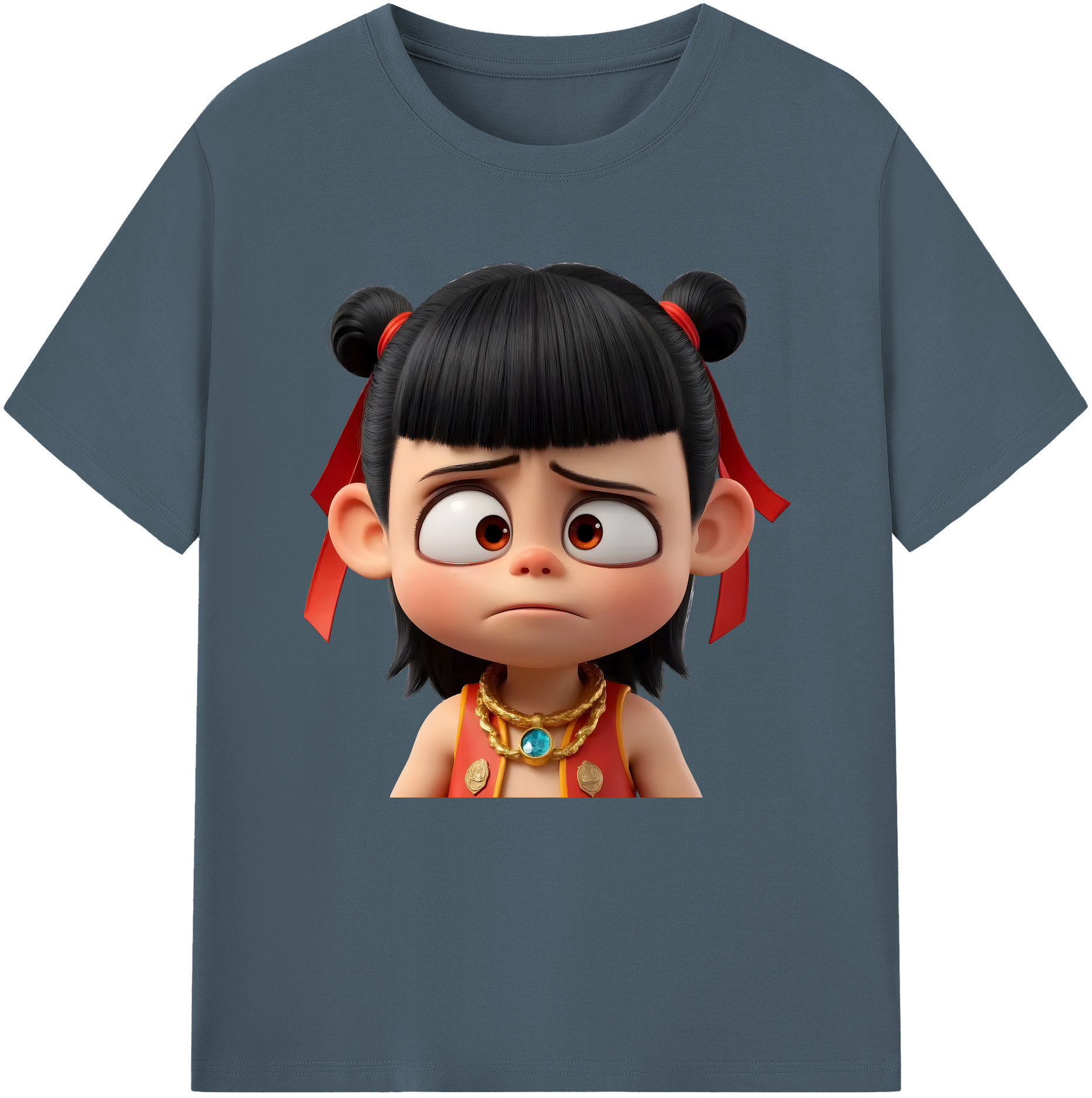 （画像用） Ne Zha 2 ナタ 魔童の大暴れ 綿100％半袖Tシャツ（フロントプリント）